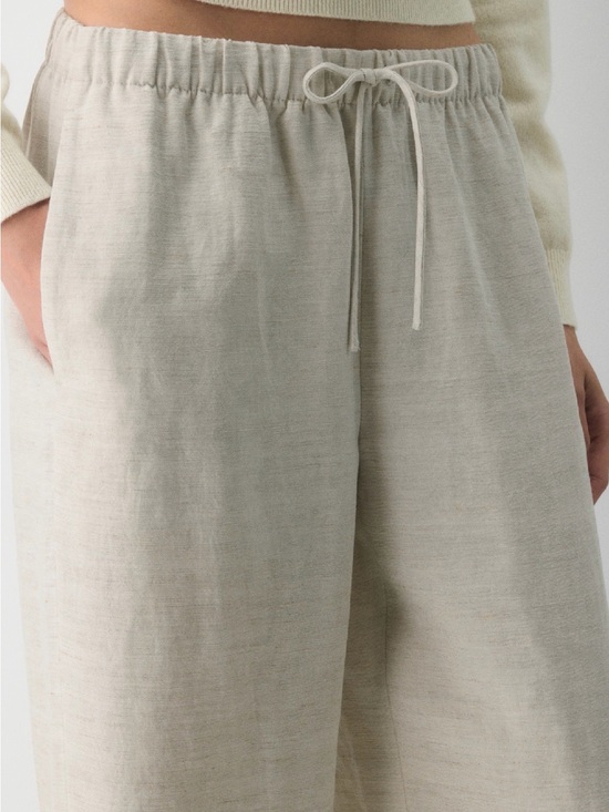 Wilfred Pants - Wilfred Neutral Drawstring Waist Linen-Blend Pants